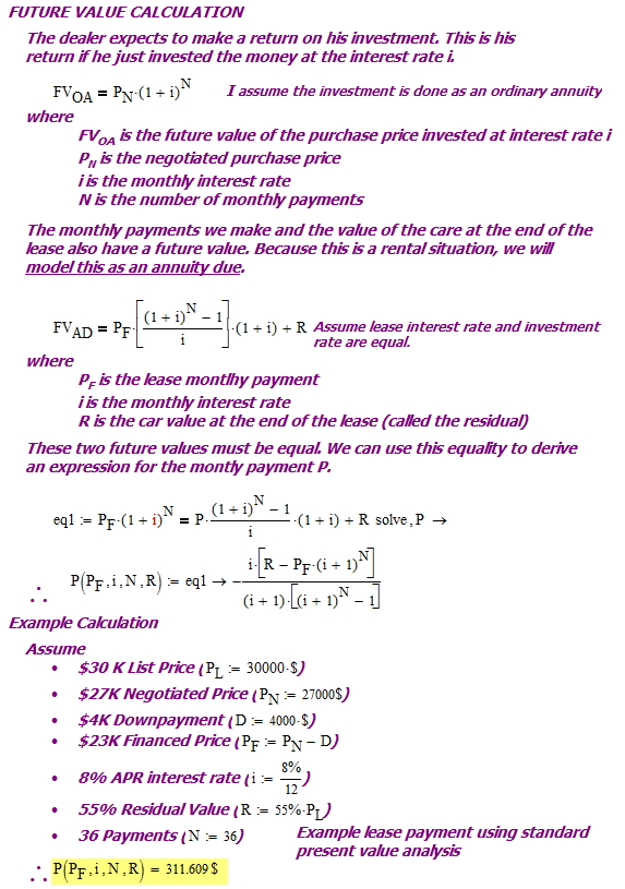 Figure 1: Derivation of Lease Payment Formula From Future Value Standpoint.