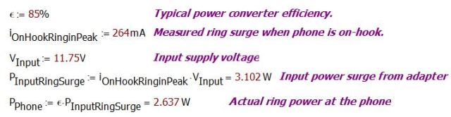 Figure 5: Updated Ring Power Calculation.