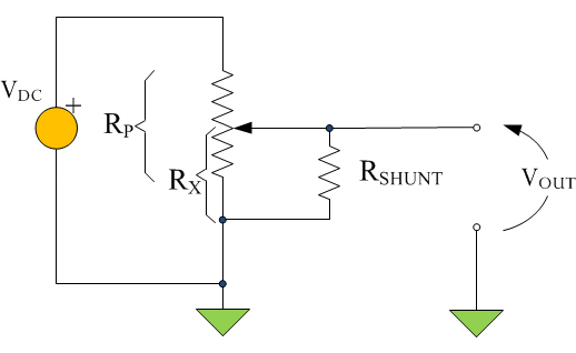 Figure 1: Logarithmic Approximation Using a Single Resistor Across the Wiper.